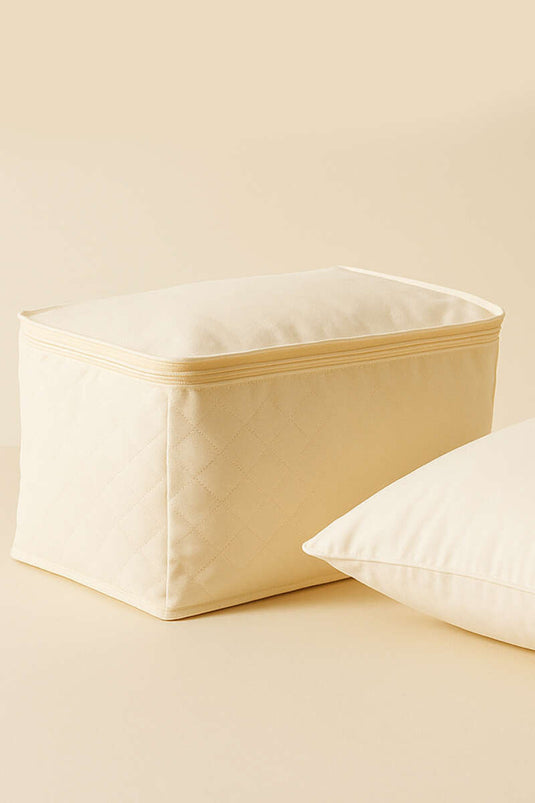 Zippered Non-woven Pillow Storage Bag, Cream