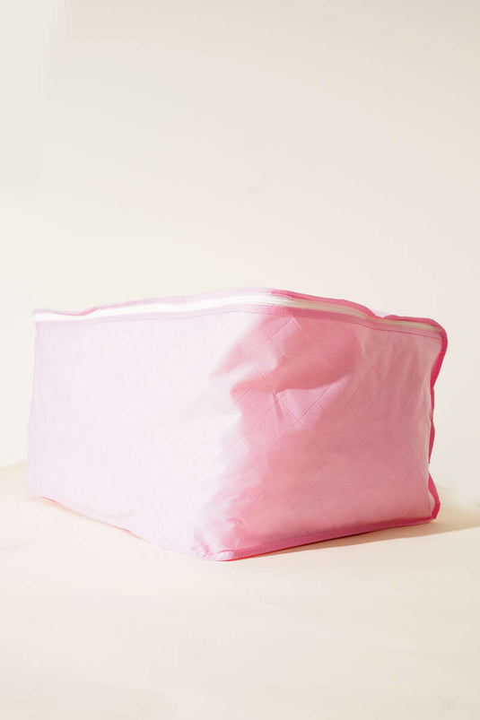 Sac de rangement pour oreiller en tissu rose à fermeture éclair