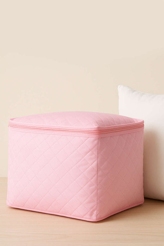 Sac de rangement pour oreiller en tissu rose à fermeture éclair