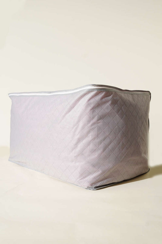 Sac de rangement pour couette en tissu non tissé avec fermeture éclair, gris