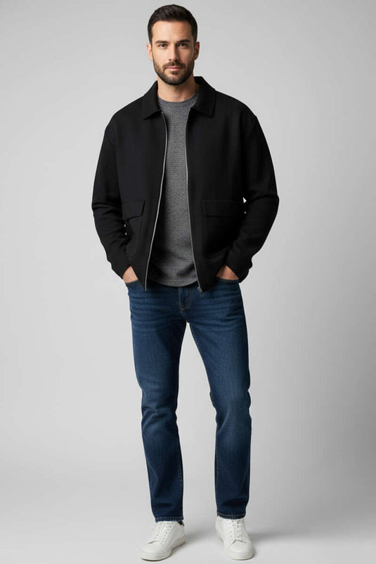 كارديجان رجالي محبوك بسحاب، أسود