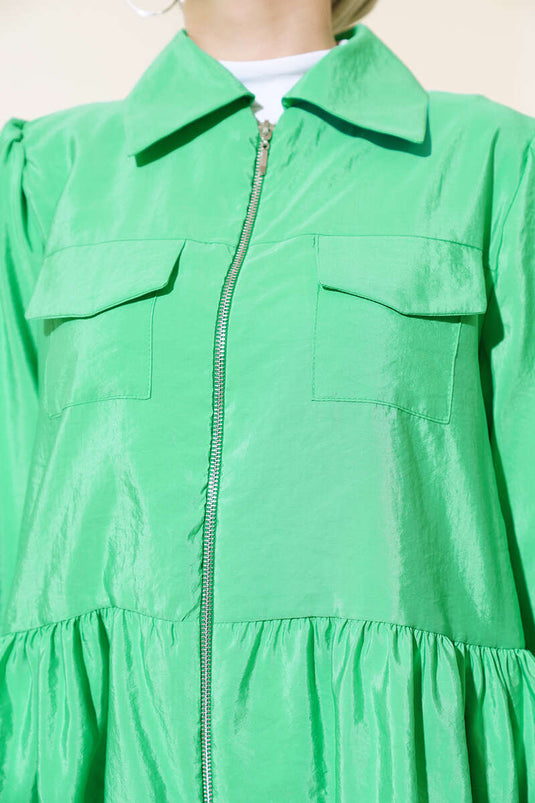 Zippered Tunic Two-Piece Set Green