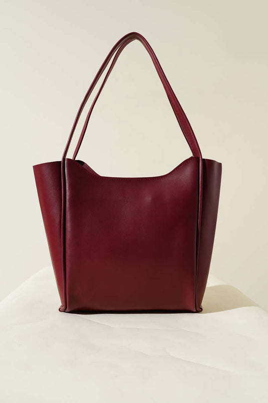 Zippered Long Handle Bag Burgundy