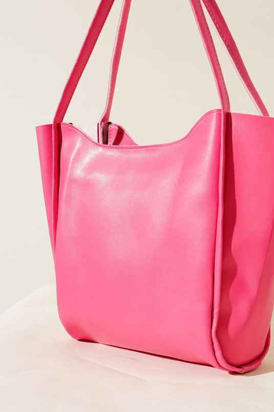 Zippered Long Handle Bag Fuchsia