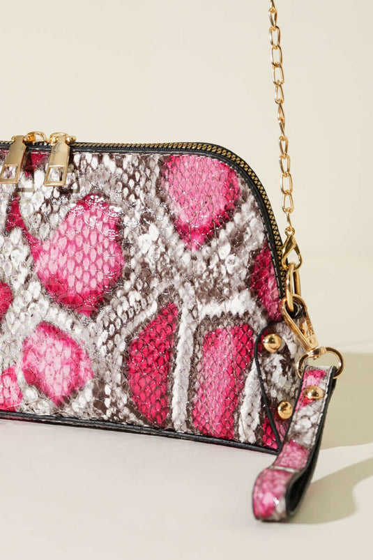 Fuchsia Zippered Chain Strap Bag