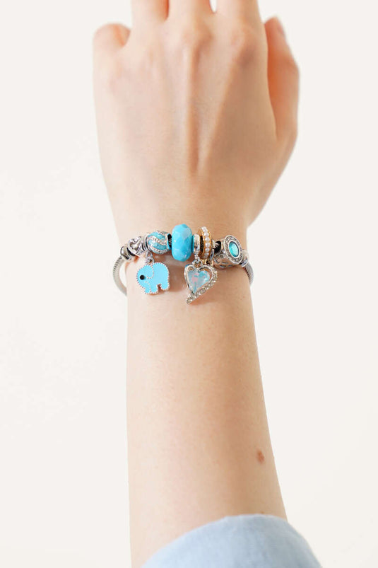 Fil Charmlı Bileklik Bebe Mavi