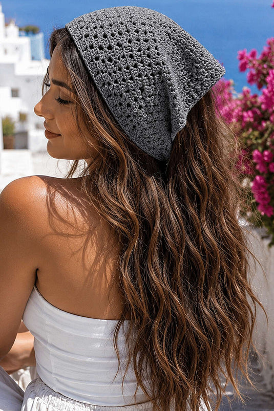 File Örgülü Bağlamalı Bandana Füme