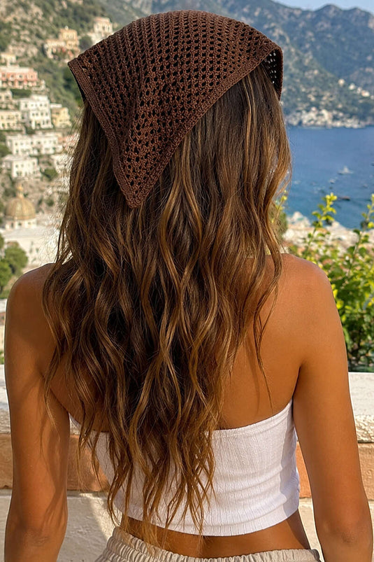 File Örgülü Bağlamalı Bandana Kahve