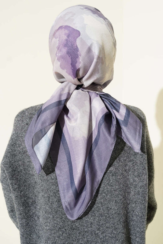 وشاح لينا بنقشة فيوري، لون رمادي دخاني