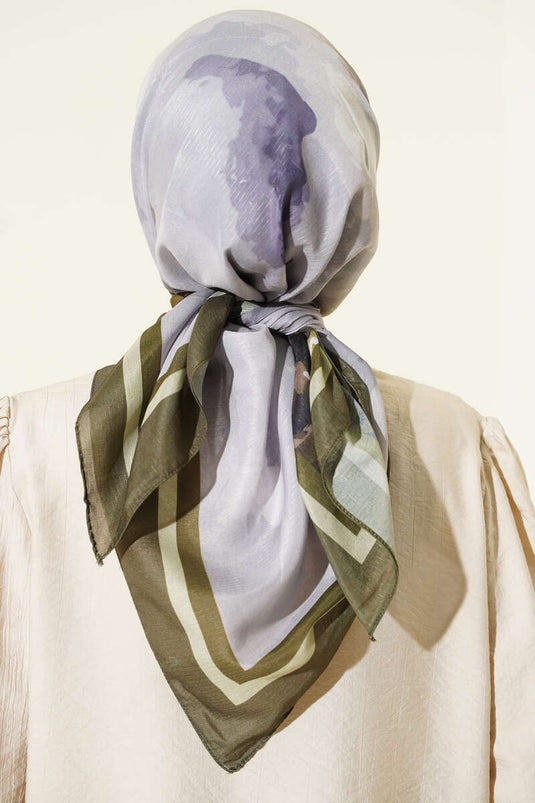 وشاح لينا بنقشة فيوري، لون كاكي