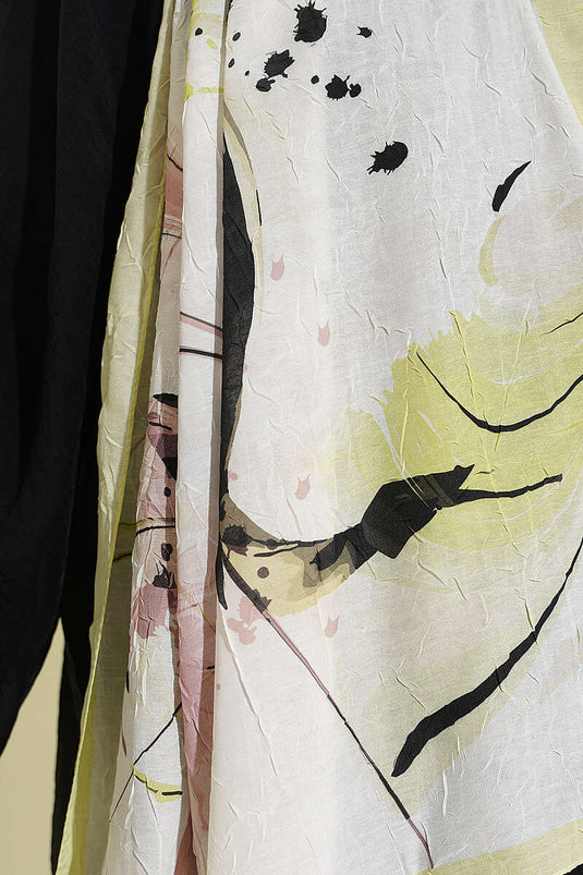 Fırça Darbeli Bambu Kraş Şal Neon Sarı