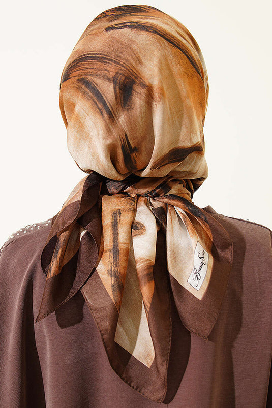 Foulard à motif brosse marron