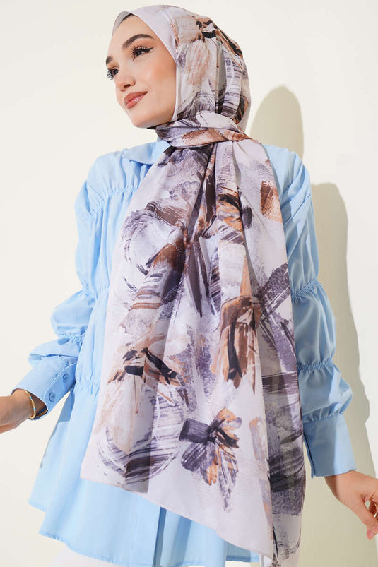 Brush Patterned Soft Shawl Beige