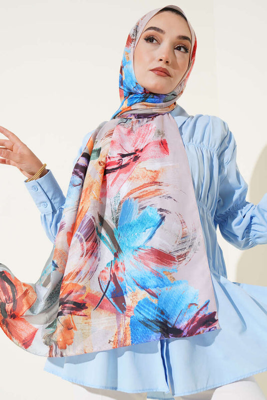 وشاح ناعم بنقشة فرشاة باللون الأخضر الفاتح