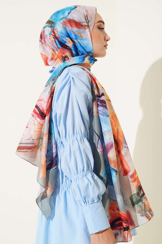 وشاح ناعم بنقشة فرشاة باللون الأخضر الفاتح