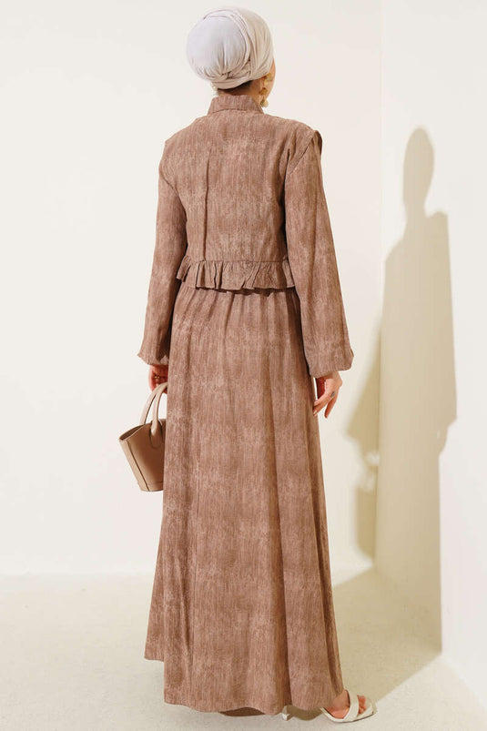 Robe boléron à volants et lien en corde camel