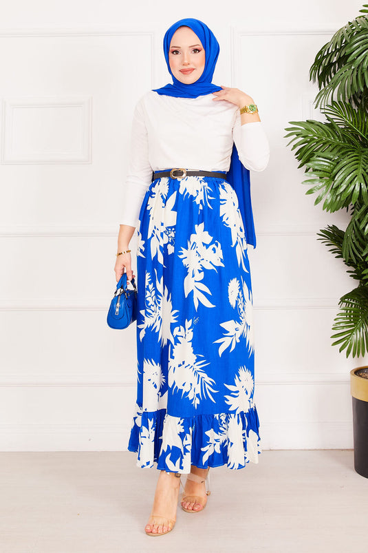 Ruffle Patterned Skirt Saxe