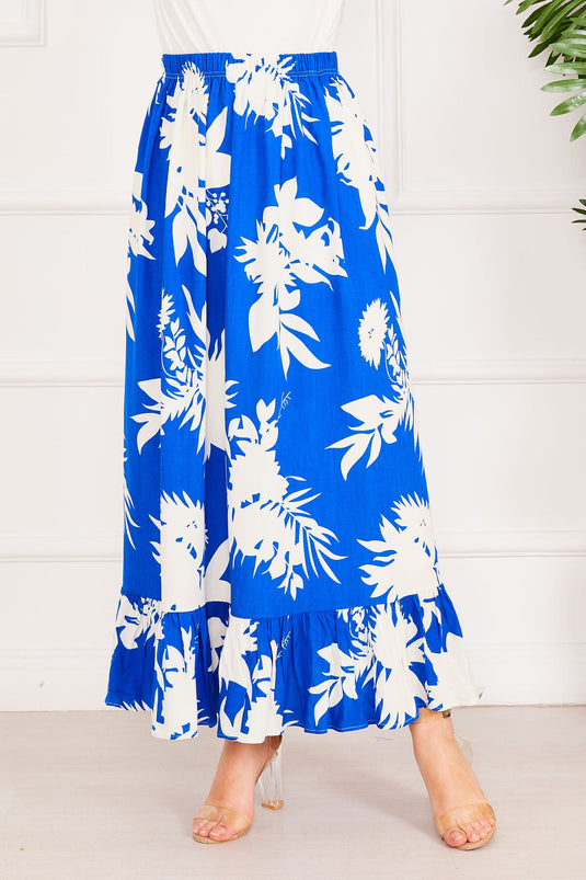 Ruffle Patterned Skirt Saxe