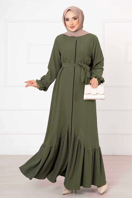 عباية بتفاصيل كشكش كاكي