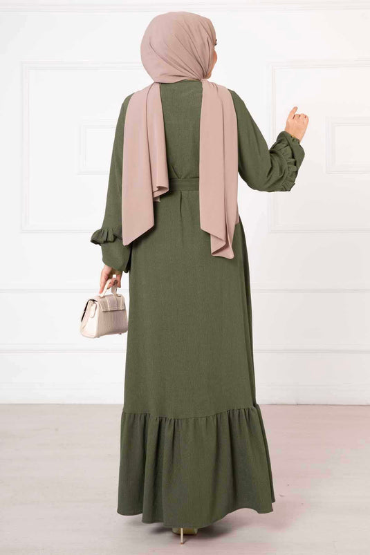 عباية بتفاصيل كشكش كاكي