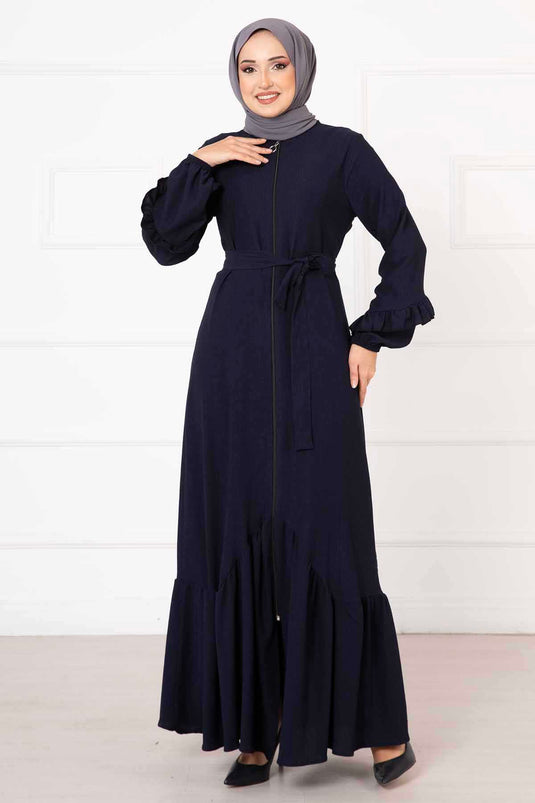 Fırfır Detaylı Ferace Lacivert