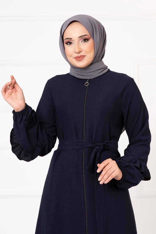 Fırfır Detaylı Ferace Lacivert