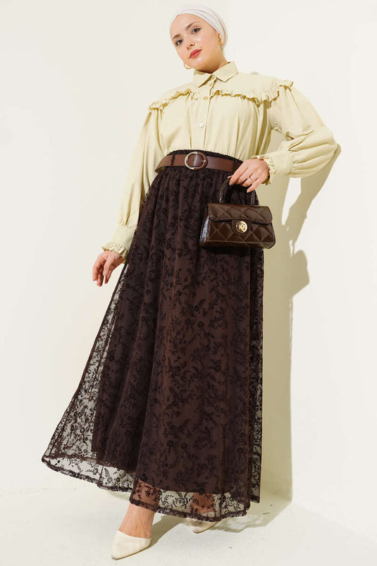 Fırfır Detaylı Kısa Gömlek Nefti