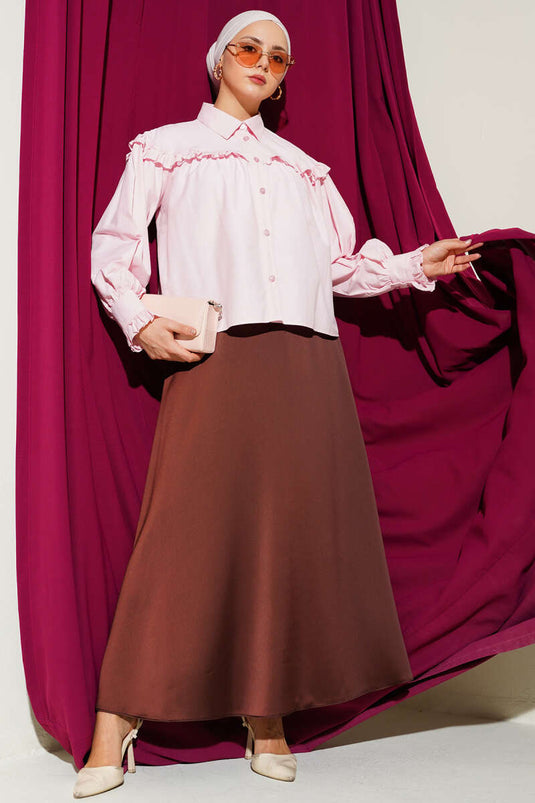 Chemisette courte à volants rose