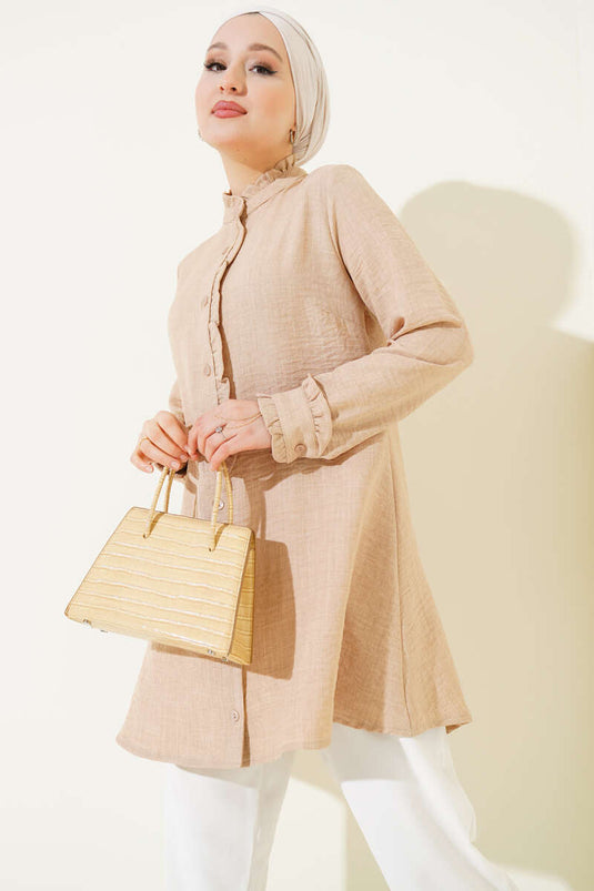 Fırfır Detaylı Tunik Bej