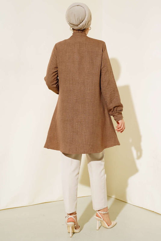 Tunique Détail Volants Marron