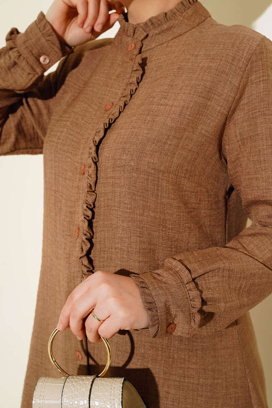 Tunique Détail Volants Marron