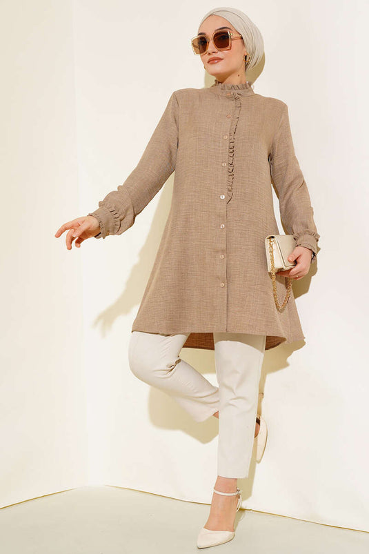 Tunique à volants détaillée Latte