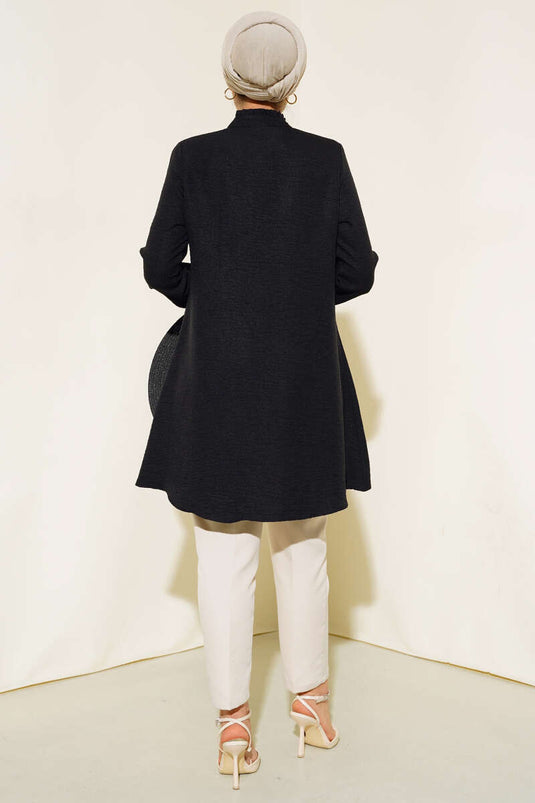 تونيك أسود بتفاصيل كشكشة