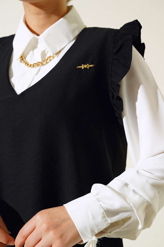 Costume Triple Détail Volant Noir