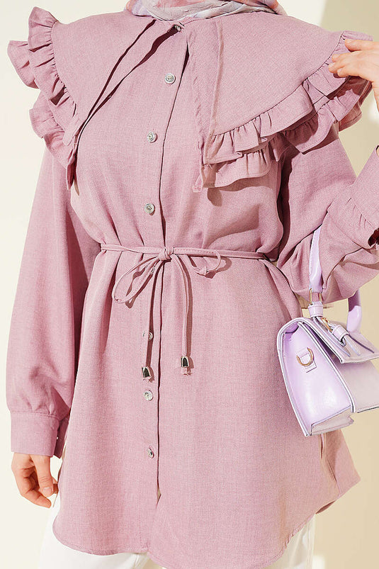 Ruffled Double Sailor Collar Shirt Powder Pink