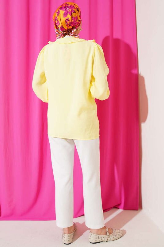 Ruffled Rose Accessory Shirt Yellow