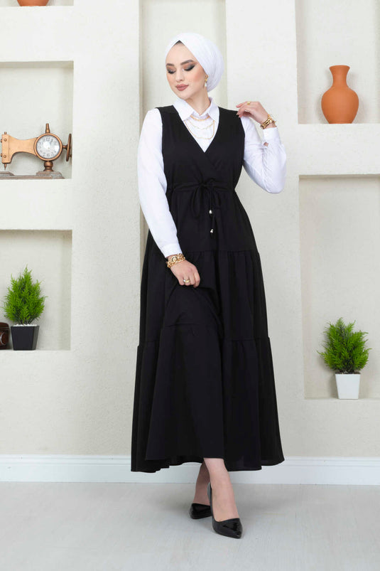 Fırfırlı Scuba Tesettür Jile Siyah