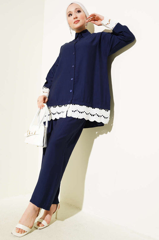 Fisto Detaylı Tunik İkili Takım Lacivert