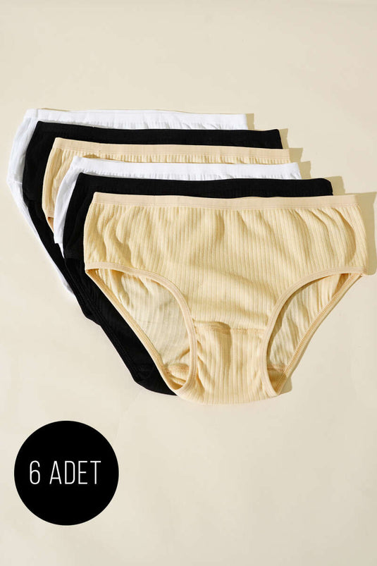 Fitilli 6'lı Bayan Külot Asorti 1