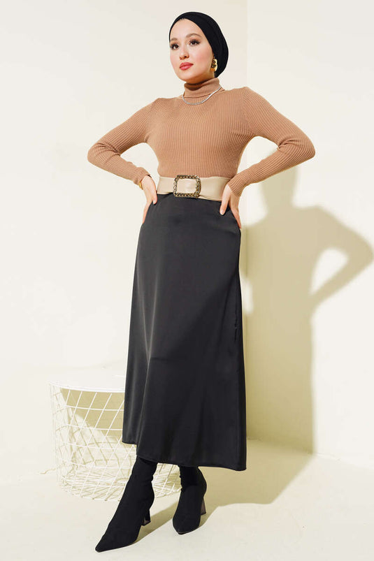 Fitilli Balıkçı Yaka Triko Kazak Büsküvi