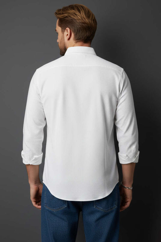 Fitilli Basic Erkek Gömlek Beyaz