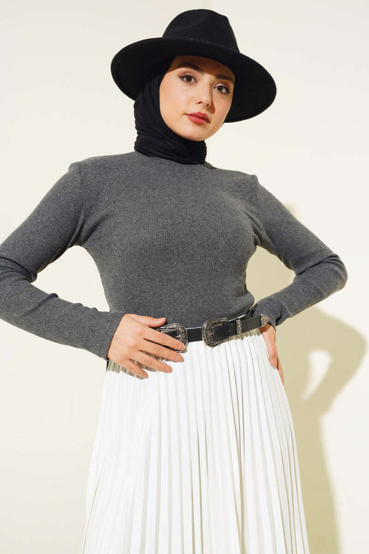 Fitilli Boğazlı Body Füme