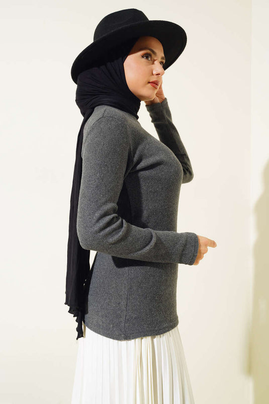 Fitilli Boğazlı Body Füme