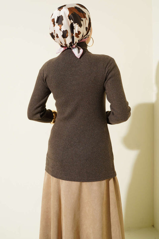 Gerippter Rollkragenbody, Kaffee