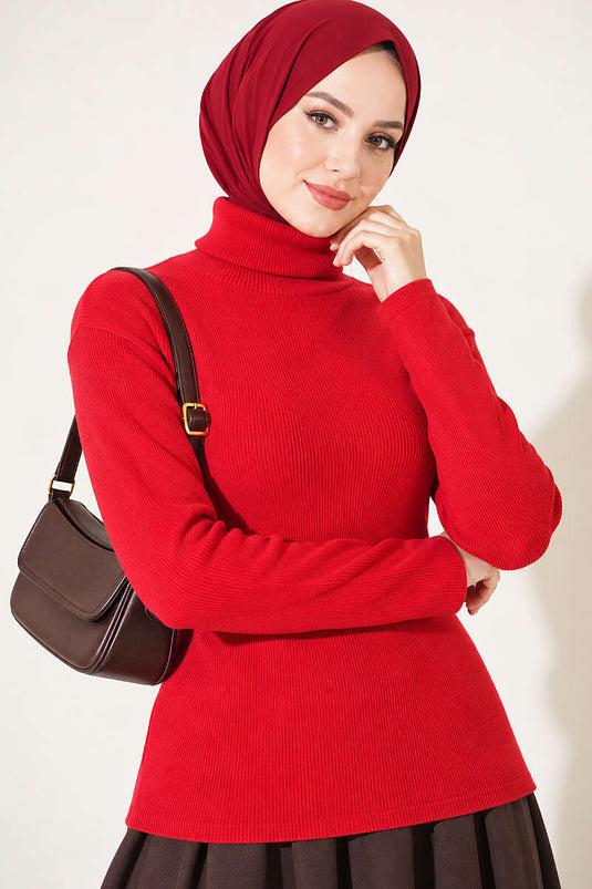 Body À Col Roulé Rouge