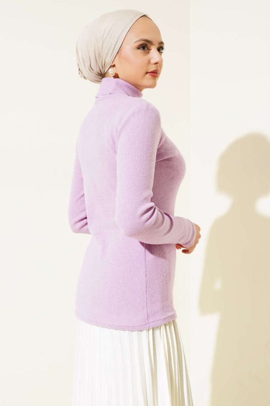 Fitilli Boğazlı Body Leylak