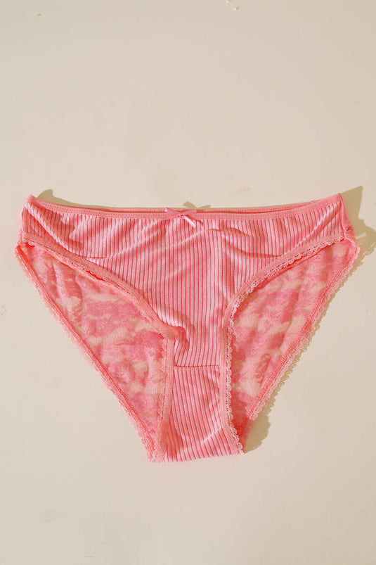 سراويل داخلية نسائية من الدانتيل المضلع باللون السلموني