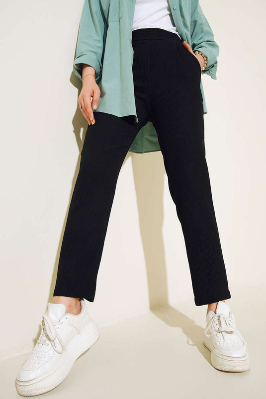 Pantalon Skinny Côtelé Noir