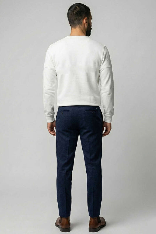 Sweat-shirt pour homme avec couture en relief blanc