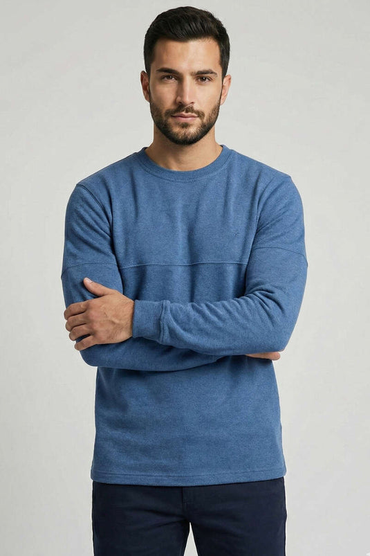 Sweat-shirt pour homme à couture nervurée bleu
